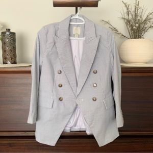 Joie Seersucker Double Breasted Blazer, Size Small